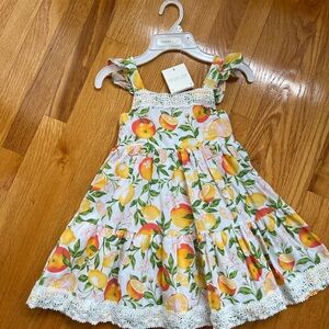 Rachel Zoe White Lemon & Orange Print Tie-Shoulder Sundress